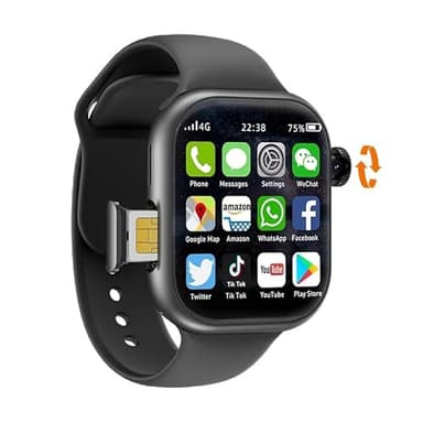 XINDADA Montre Intelligente VP19 S10 4G avec Carte SIM Android 10 128 Go ROM Caméra Rotative à 190° GPS WIFI 2,3" Amoled Smartwatch pour Adulte Noir