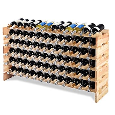 GIANTEX Casier à Vin avec 6 Étagères pour 72 Bouteilles, Range Bouteille en Bois de Sapin, Désign Séparable et Empliable, Étagère Vin pour Maison, Bar, Restaurant, 119 x 29 x 71,5 cm