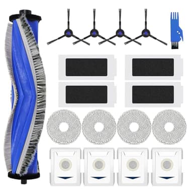 T30 Accessoires de rechange pour ECOVACS DEEBOT T30 PRO OMNI / T30 OMNI Aspirateur Robot, 1 Brosse Principale, 4 Filtres, 4 Brosses Latérales, 4 Serpillières, 4 Sacs à Poussière Antibactériens