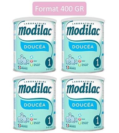 Modilac - Lait Infantile en Poudre Doucéa 1 - Convient en Relais de l'Allaitement Maternel - Fabriqué en France, Sans Huile de Palme - 1er Age, De 0 à 6 Mois - Lot de 4x400g