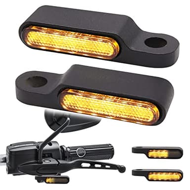 JMTBNO Clignotants LED Séquentiel pour Moto Homologué 12V Universel Feu Guidon Moto Mini Indicateurs Aluminium Ambre Lumière Étanche M8 pour Cruiser Chopper Bobber Scooter Quad