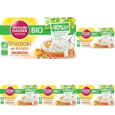 GAYELORD HAUSER - Konjac Bio - Shirataki de Konjac Bio - Nature - Sans Rinçage - Prêt à l'Emploi - Paquet de 160 g (Lot de 5)
