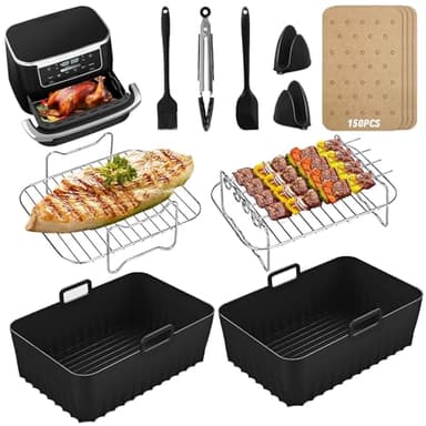 XUNIVERS Accessoires pour Air Fryer, Silicone Air Fryer Mould Accessories for Ninja Foodi AF400EU, Af400EU,Tower 7.6L/8L/9L/9.5L,Pain, Grille Racks etc,Sans BPA, Passe au Lave-Vaisselle