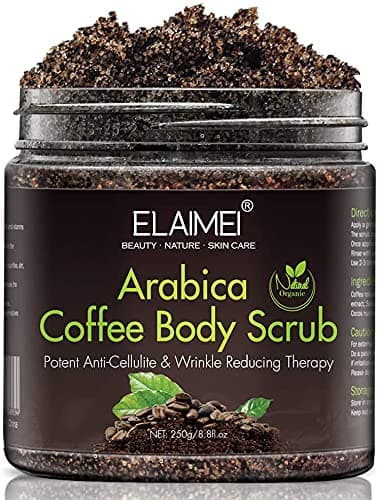 Gommage au café naturel avec gommage corporel au café biologique, meilleur traitement contre l'acné, la cellulite et les vergetures, thérapie de la veine d'araignée pour les varices et l'eczéma