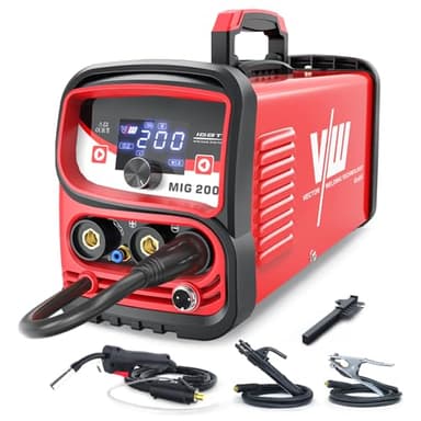VECTOR WELDING Poste de Soudage MIG 200 A, Soudeur à fil avec et sans gaz, Machine à souder MMA/MIG/TIG, Appareil de Soudage à fil fourré avec écran LED