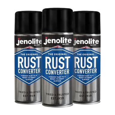 JENOLITE Convertisseur de Rouille Spray | 3 x 400ml | Traitement Antirouille pour Métal | Antirouille Carrosserie | à Base d'Époxy Convertisseur de Rouille | Convertisseur de Rouille et apprêt