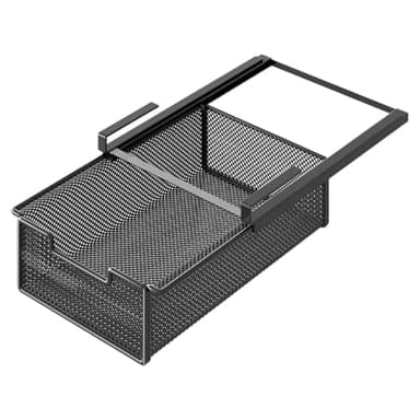 FytStycale Panier de Rangement Tiroir Suspendu Organisateur Coulissant sous Étagère Métal Utilisation Pratique Accrochage Simple Adapté Placard Bureau Chambre, Noir