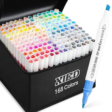 XIEED 168 Feutre à alcool double pointe (fine & broad), marqueurs à alcool - Feutre à alcool premium pour peinture, croquis, dessin et surlignage | Pour adultes et amateurs d'art
