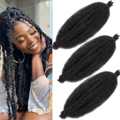 Xtrend Lot de 3 extensions afro 61 cm douces élastiques Marley Twist crochet 1B noir