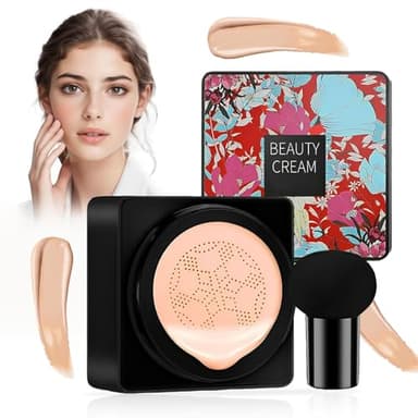 Mushroom Head Air Cushion CC Cream,Fond de Teint Correcteur Maquillage,Flawless Contrôle de l'huile hydratante,même teint teint (naturel)