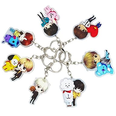 Ensemble de 7 Porte-Clés Pcs Kpop BTS Porte-Clé, en PVC, éTudiant D'équipe, DéCoration pour Sac à Dos, Main Accessoires Mignons Excellent Accessoire ​Pour Les Fans D'Anime, 8/8/2.3