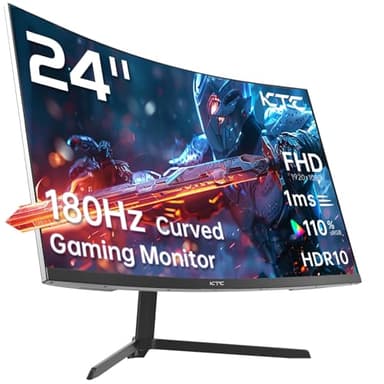 KTC 24 Pouces Ecran PC Gamer Incurvé 1500R, FHD (1920x1080p) 1ms 180Hz 144Hz 120Hz Ecran Gaming, Adaptive Sync, VA Panel, HDR, HDMI 2.0/DP 1.4, VESA pour PC, Laptop, PS5 et Autres