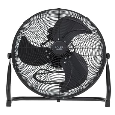ADLER EUROPE Ventilateur de sol 45 cm et 200W – Ventilateurs chromé à 3 vitesses – Turbine à pales en aluminium – Silencieux et stable – ventilateur puissant noir