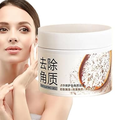 Gommage Visage au Riz - Gommage éclaircissant pour le corps 4,7 oz, nettoyant pour les pores du visage, gel exfoliant - Gommage Hydratant Visage Éclaircissant, Formule Douce au Riz Jingan