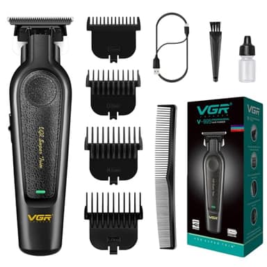 VGR 995 Tondeuse à Cheveux Professionnelle pour Hommes Zéro Espace de Coupe, Tondeuse à Barbe de Précision Sans Fil avec 4 Sabots, USB-C Rechargeable