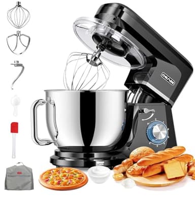 CHeflee Robot Pâtissier 1800W Robot Pétrin Professionnel 7.2 Litres Faible Bruit Robot de Cuisine Multifonction avec Fouet,Batteur,Crochet,Bol d'Acier Inoxydable,6 Vitesses ﻿