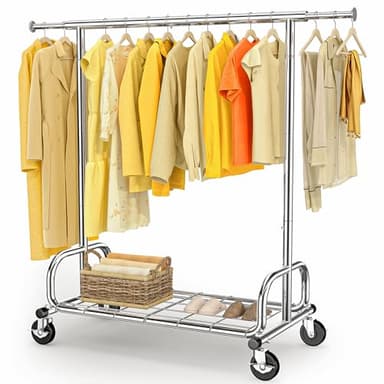 HOKEEPER Porte-manteau sur roulettes,capacité de charge de 136 kg,porte-manteau lourd,tringle à vêtements extensible pour suspendre les