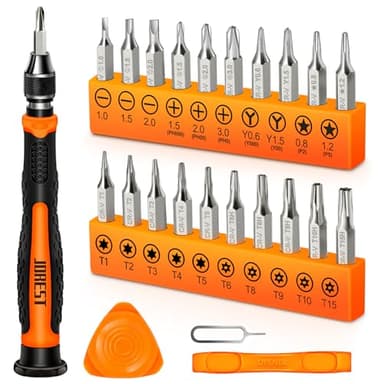 JOREST 24Pcs Kit Tournevis de Précision, Outillage Set avec Torx T1 T2 T3 T5 T6 T8 T9 T15, Phillips Triwing Y00,PH000, Etoile P2/5, -1.0/2.0, etc, pour Switch,PS4, Xbox, Macbook, PC, Lunettes, Montre