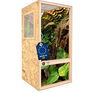 ITA Cameleon Terrarium 120 x 60 x 60 cm avec aération de surface et hygromètre intégré – Terrarium en bois OSB-3 – Terrarium pour caméléons et autres espèces animales – Produit UE
