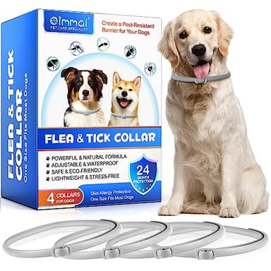Collier Anti Puces pour Chien – Collier Anti Puces et Anti Tiques – Collier pour Chien 24 Mois de Protection – Gris (4 pièces)