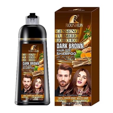 Shampoing colorant Cheveux Jaune-brun pour Cheveux Gris Shampooing Teinture Instantané Coloration des Cheveux en Quelques Minutes Naturelle Durable hair dye shampoo pour Hommes Femmes，14,2 Fl.Oz