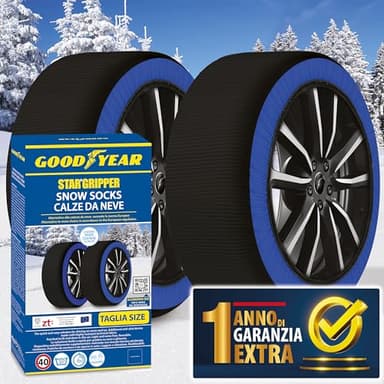 Chaussettes de neige GoodYear Star Gripper homologuées Italie EN 16662-1:2020 Deux chaînes à neige en tissu pour voiture. Snow Sock Taille XL