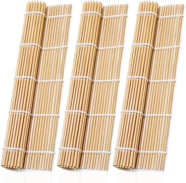 ZFYQ Tapis de Sushi 3 pièces, Rouleau en Bambou Naturel pour Maki Sushi, Kit de Préparation de Sushi pour Débutants