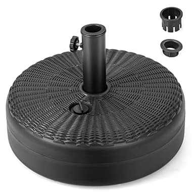 COSTWAY Pied de Parasol Lourd pour Parasolφ38 mm/48 mm, Socle Parasol Extérieur en HDPE Rempli de 30 kg Sable/ 15,5L Eau, pour Terrasse Piscine Patio Jardin Restaurant, Dia.45 x H30 cm