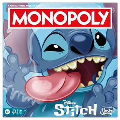 Jeu de Plateau Monopoly édition Disney Stitch - Version française, Jeu de société Familial et multijoueur pour Enfants, Ados et Adultes, Jeu de société, Dès 8 Ans