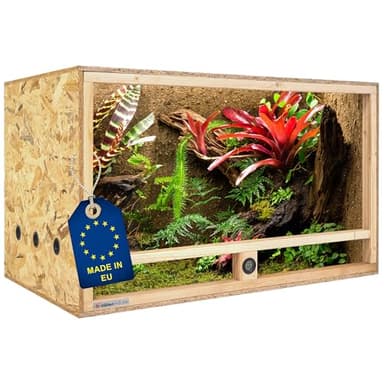ITA Terrarium Bois 120x60x60 cm avec Ventilation latérale & hygromètre intégré - Terrarium en Bois OSB-3 - pour Reptiles, Serpents, Amphibiens - Produit UE, certifié FSC