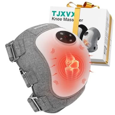 Masseur de Genou Sans Fil, Genouillère Chauffante avec Massage Vibrant et Compression d’Air, 3 Niveaux de Chaleur, 3 Modes de Vibration, 5 Minuteries, Batterie 5000mAh, Soulagement Douleurs Genou