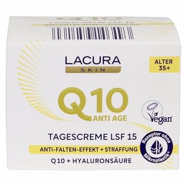 Lacura Skin Q10 Crème de jour anti-âge SPF 15 Effet anti-rides + Raffermissement Q10 + Acide hyaluronique Âge 35 + 50 ml