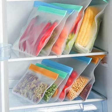 12 Pièces Sacs Alimentaires de Congélation Réutilisables, 28x20cm et 22x13,5cm Sacs de Conservation Aalimentaires Réutilisables, Sacs EVA pour Aliments, Sans BPA, pour Légumes Lait Snacks Viande