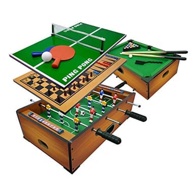 Sport1 Multijeu 6 en 1 de Table - Calciobalilla 6 vs 6 Tiges Uscentes/Ping Pong/Table de Billard/échecs/Damas & Backgammon 51 x 31 x 16 cm