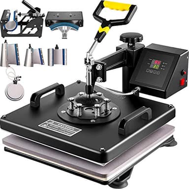 VEVOR 8 en 1 Presse à Chaud 38 x 38 cm, Transfert Thermique, pour 15 x 15 pouces, T-Shirt, Machine de Sublimation de Chaleur Mulitifuctional pour Tasse, Chapeau