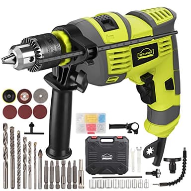 Professional Perceuse-visseuse à Percussion 710W, DEWINNER Perceuse à Percussion Filaire avec 102 Accessoires, 3300RPM, Perceuse à Percussion électrique, Poignée Rotative à 360°, Mandrin 13mm
