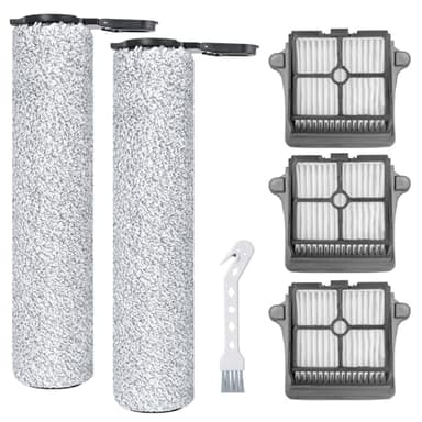Heykewi Rouleau de Brosse et Filtre HEPA pour Tineco Floor One S7 Steam Aspirateur Accessoires de rechange, 2 Brosse à rouleaude, 3 Filtre HEPA, 1 Brosse de nettoyage