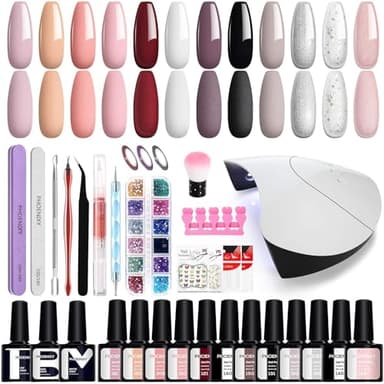 Kit Vernis Semi Permanent Phoenixy 12 Couleurs Vernis Semi Permanent et 36W lampe UV Base et Matt Top Coat Kit Ongle Gel UV Complet pour Débutants