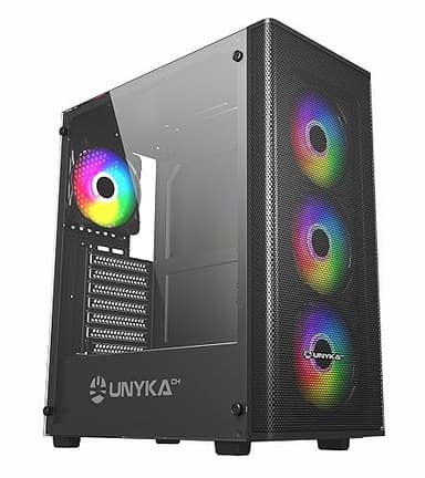 UNYKAch Mir 100 Caja ATX Gaming Cristal Templado Lateral y 4 Ventiladores ARGB Negra