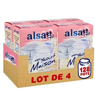 Alsa Préparation Mon Yaourt Maison Onctueux 128 Pots (Lot de 4x32 Pots)