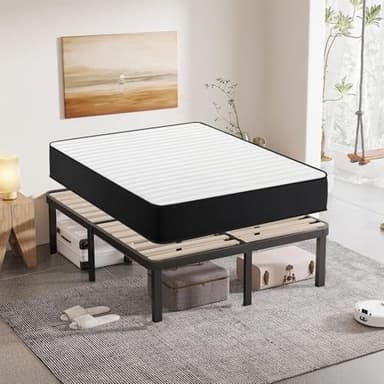 Luxirest Lit 160x200 - Ensemble Matelas et Sommier 160x200cm - Matelas 160x200x22cm + Sommier 160x200cm (Noir et Blanc)
