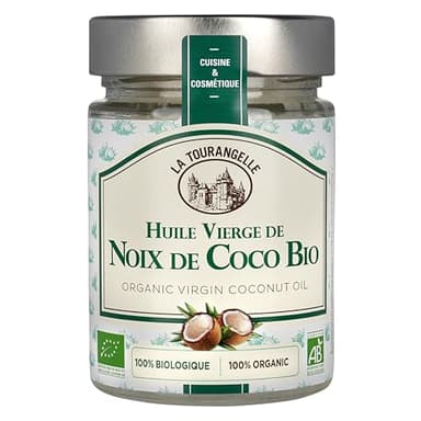 La Tourangelle - Huile vierge de noix de coco - 100% Biologique - Première pression à froid - Cuisine et cosmétique - 314ml