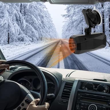 yotutun Chauffage Voiture 12V 150W, Portable Dégivreur de Chauffage de Voiture Pivotant à 360°, Chauffage/Refroidissement 2 en 1 Automobile Prise Allume-Cigare