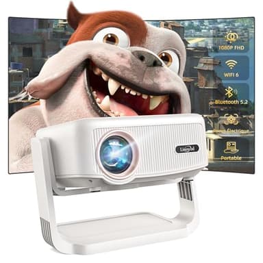 Videoprojecteur, Auto Verticale Keystone/Focus Électrique /360°Rotating, 1080P HD 19000Lux Projecteur Video, avec WiFi6, Bluetooth Lisowod Retroprojecteur Portable pour Home Cinéma/FireStick/HDMI/USB