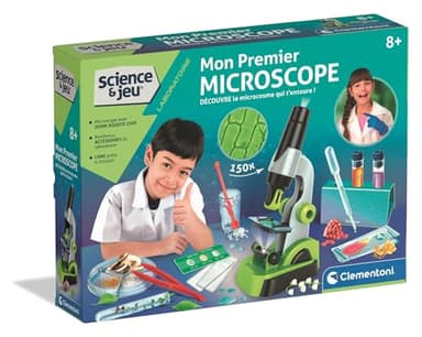 Clementoni | Mon Premier Microscope – Jouet Scientifique Enfant 8 Ans+ | Zoom Jusqu’à 150x | Kit Observation avec Lames et Accessoires | Activité Sciences Naturelles | Idée Cadeau Éducatif