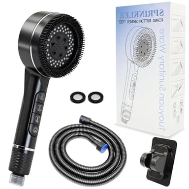 Pommeau de Duche Haute Pression,Pommeau de Duche Economie Deau avec Tuyau Douche 1.5M,Pommeau Douche Anti Calcaire avec 4 Modes