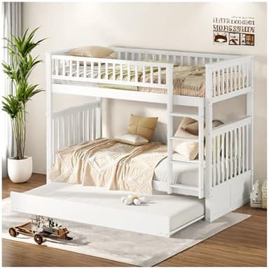 Sapgaks Lit superpose Enfant avec lit gigogne, Se transforme en Deux Lits de 90x200cm,Lits Fonctionnels, Lit Enfant 90x200cm,Lits Convertibles, Blancs