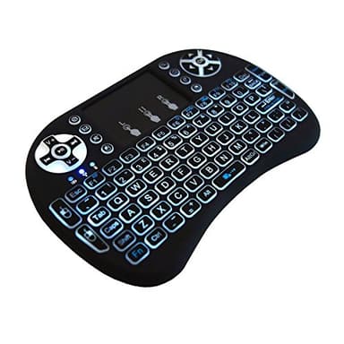 Justop Mini clavier QWERTY sans fil rétroéclairé avec pavé tactile et touches multimédia pour Android/Box TV/HTPC/PS3/Xbox 360/smartphone/ablette/Mac/Linux/Windows