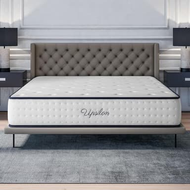 COSMOS - Matelas Upsilon 140x190-30 cm - Hybride - Ressorts Ensachés - Accueil Mousse à mémoire + Blue Latex - Confort Ferme - 7 Zones - Réversible - Sommeil Isolé - Fabriqué en Europe