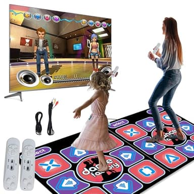 Tapis de danse 2 en 1 pour TV et PC – Tapis de danse électronique avec 2 manettes de jeu, 100 chansons et 65 jeux – 11 mm d'épaisseur, PVC antidérapant – Pour fitness, danse, yoga et fête familiale